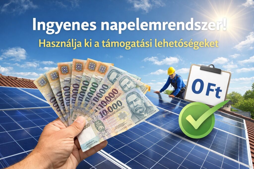 Ingyenes napelemrendszer támogatással – állami pályázati lehetőségek bemutatása